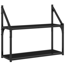 vidaXL Wandregal 2 Fächer Schwarz 60x21x51 cm Holzwerkstoff