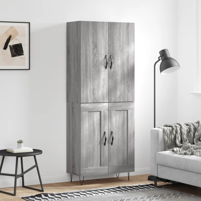 vidaXL Highboard Grau Sonoma 69,5x34x180 cm Holzwerkstoff vidaXL Highboard Grau Sonoma 69,5x34x180 cm Holzwerkstoff