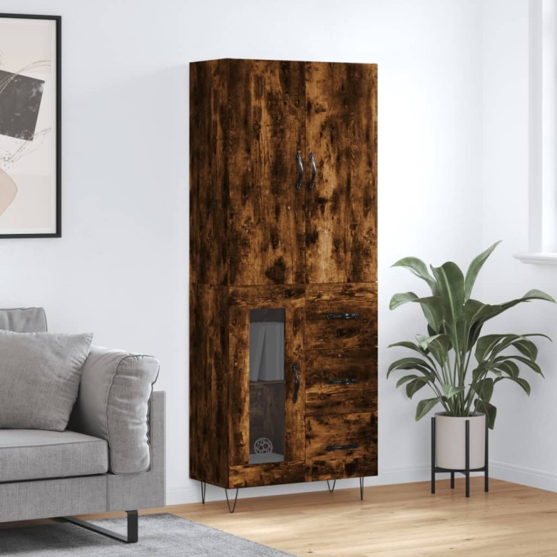 vidaXL Highboard Räuchereiche 69,5x34x180 cm Holzwerkstoff vidaXL Highboard Räuchereiche 69,5x34x180 cm Holzwerkstoff