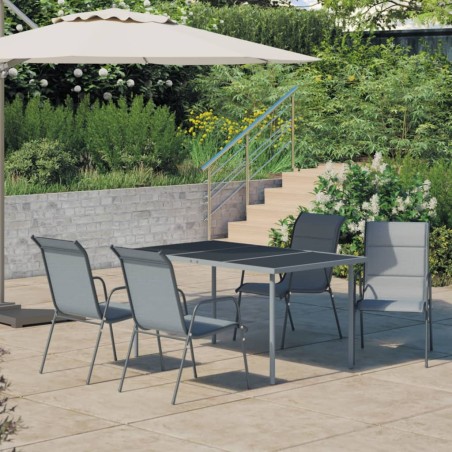 vidaXL 5-tlg. Garten-Essgruppe Stahl Anthrazit