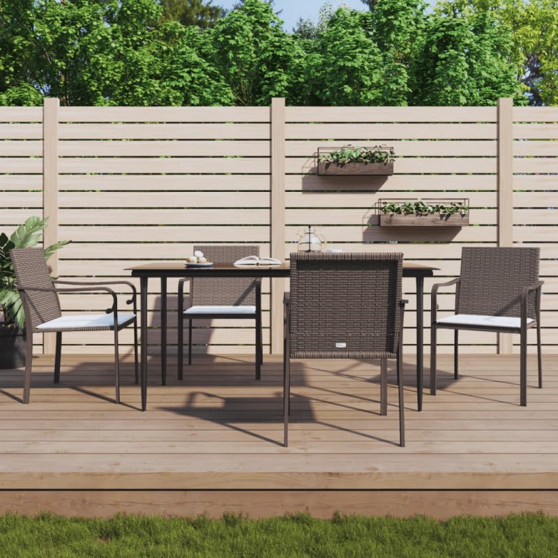 vidaXL Gartenstühle mit Kissen 4 Stk. Braun 56x59x84 cm Poly Rattan vidaXL Gartenstühle mit Kissen 4 Stk. Braun 56x59x84 cm Poly Rattan