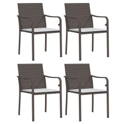 vidaXL Gartenstühle mit Kissen 4 Stk. Braun 56x59x84 cm Poly Rattan