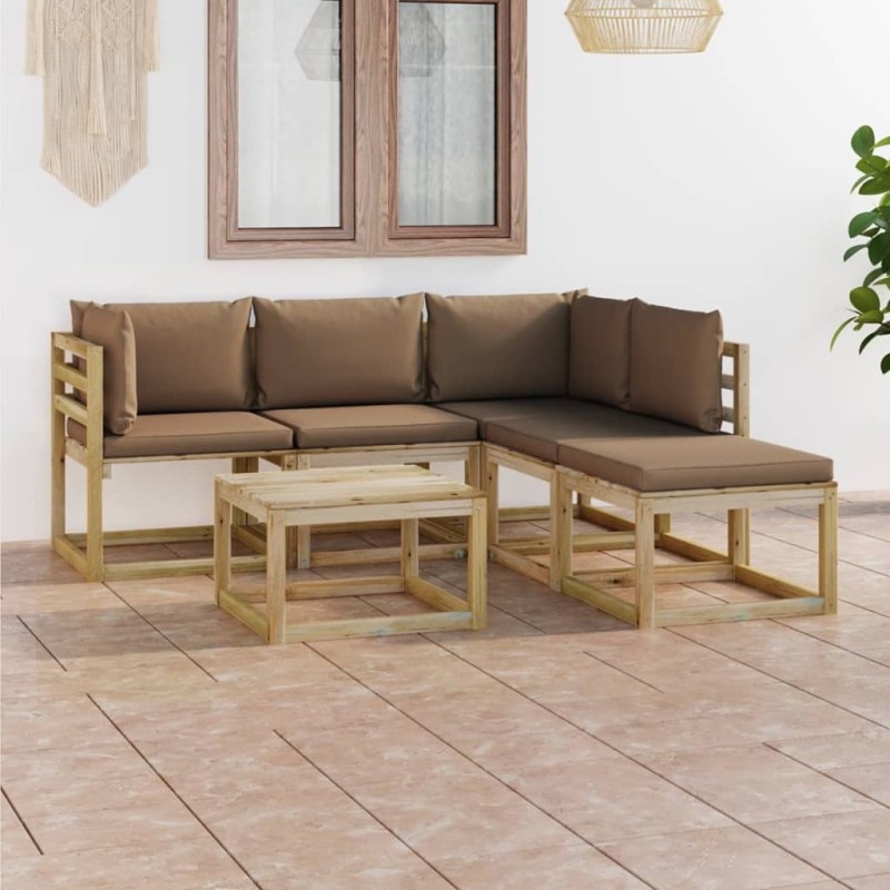 vidaXL 6-tlg. Garten-Lounge-Set mit Taupe Kissen vidaXL 6-tlg. Garten-Lounge-Set mit Taupe Kissen
