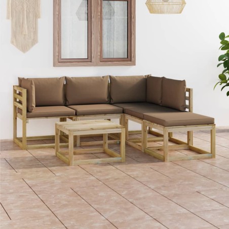 vidaXL 6-tlg. Garten-Lounge-Set mit Taupe Kissen