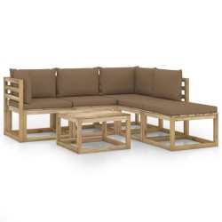 vidaXL 6-tlg. Garten-Lounge-Set mit Taupe Kissen