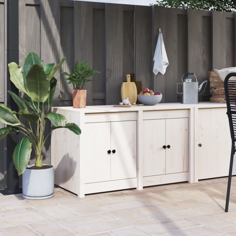 vidaXL Outdoor-Küchenschrank Weiß 106x55x64 cm Massivholz Kiefer vidaXL Outdoor-Küchenschrank Weiß 106x55x64 cm Massivholz Kiefer