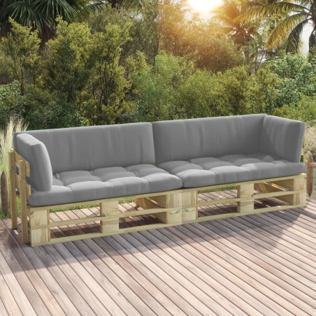 vidaXL 2-Sitzer-Palettensofa mit Kissen Grün Imprägniertes Kiefernholz