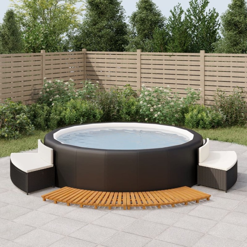 vidaXL Whirlpool-Umrandung Schwarz Poly-Rattan und Massivholz Akazie vidaXL Whirlpool-Umrandung Schwarz Poly-Rattan und Massivholz Akazie