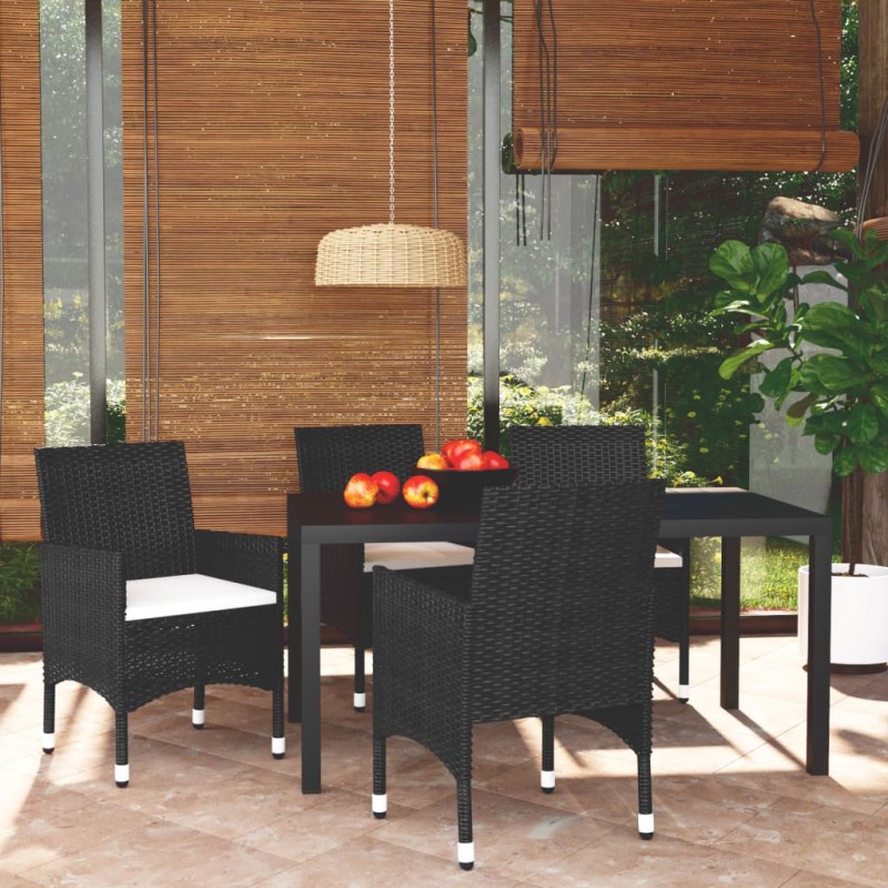 vidaXL 5-tlg. Garten-Essgruppe mit Kissen Poly Rattan Schwarz vidaXL 5-tlg. Garten-Essgruppe mit Kissen Poly Rattan Schwarz