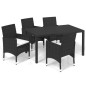 vidaXL 5-tlg. Garten-Essgruppe mit Kissen Poly Rattan Schwarz vidaXL 5-tlg. Garten-Essgruppe mit Kissen Poly Rattan Schwarz
