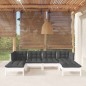 vidaXL 6-tlg. Garten-Lounge-Set mit Kissen Weiß Kiefernholz vidaXL 6-tlg. Garten-Lounge-Set mit Kissen Weiß Kiefernholz