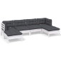 vidaXL 6-tlg. Garten-Lounge-Set mit Kissen Weiß Kiefernholz vidaXL 6-tlg. Garten-Lounge-Set mit Kissen Weiß Kiefernholz