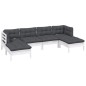 vidaXL 6-tlg. Garten-Lounge-Set mit Kissen Weiß Kiefernholz vidaXL 6-tlg. Garten-Lounge-Set mit Kissen Weiß Kiefernholz