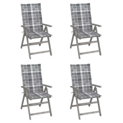 vidaXL Verstellbare Gartenstühle 4 Stk. mit Auflagen Massivholz Akazie