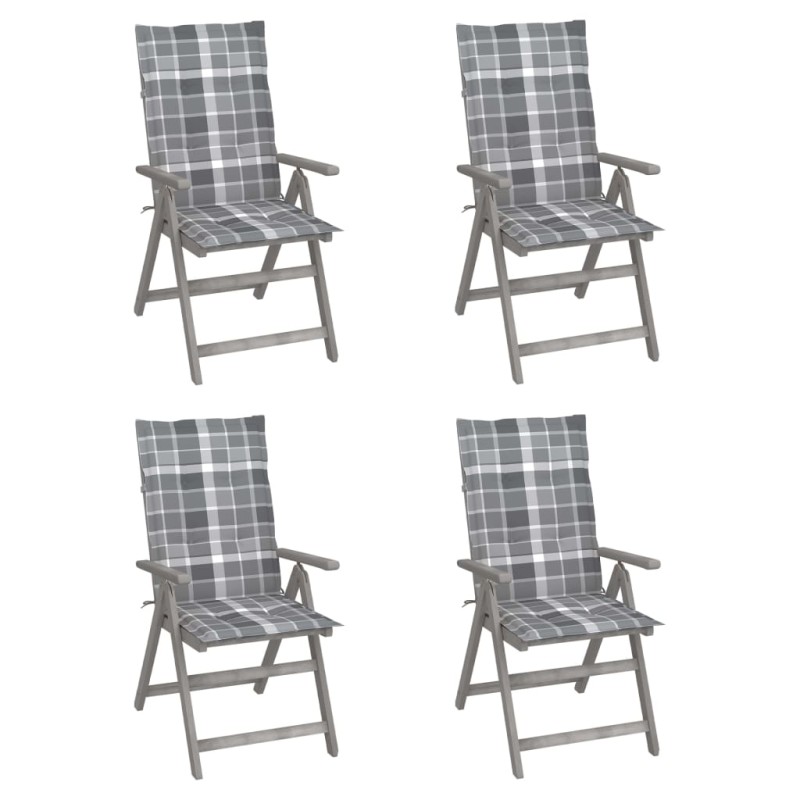 vidaXL Verstellbare Gartenstühle 4 Stk. mit Auflagen Massivholz Akazie vidaXL Verstellbare Gartenstühle 4 Stk. mit Auflagen Massivholz Akazie