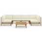 vidaXL 7-tlg. Garten-Lounge-Set mit Cremeweißen Kissen Bambus vidaXL 7-tlg. Garten-Lounge-Set mit Cremeweißen Kissen Bambus