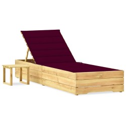 vidaXL Garten-Sonnenliege mit Tisch und Auflage Kiefer Imprägniert