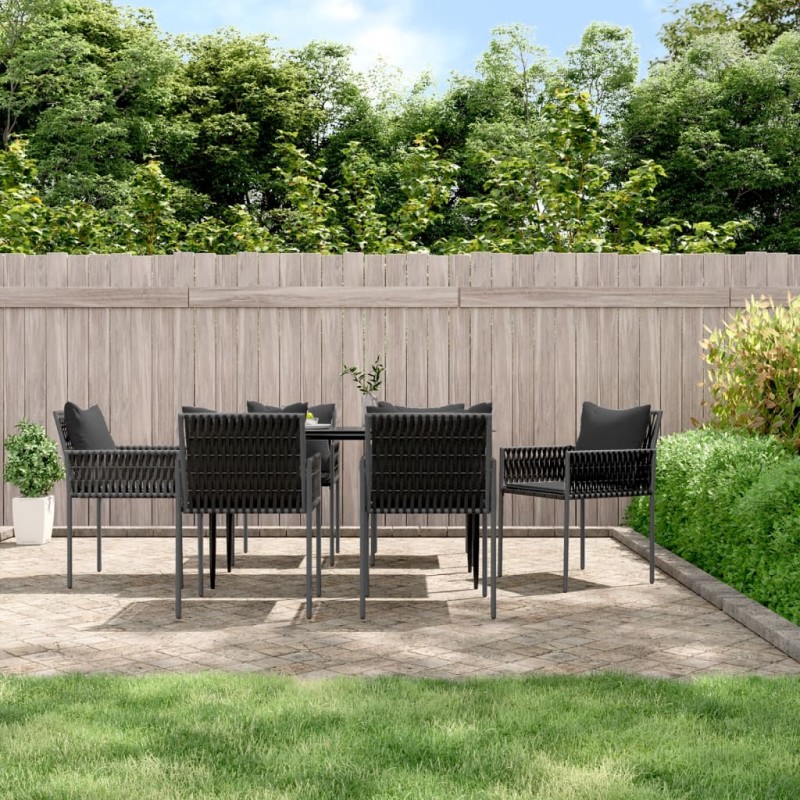 vidaXL Gartenstühle mit Kissen 6 Stk. Schwarz 54x61x83 cm Poly Rattan vidaXL Gartenstühle mit Kissen 6 Stk. Schwarz 54x61x83 cm Poly Rattan