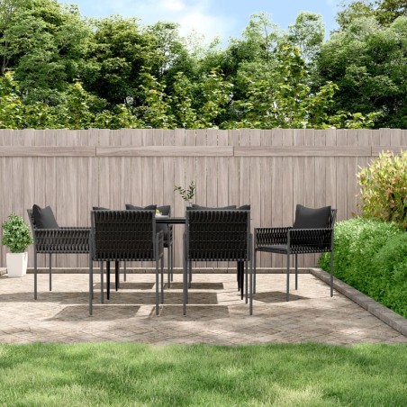 vidaXL Gartenstühle mit Kissen 6 Stk. Schwarz 54x61x83 cm Poly Rattan