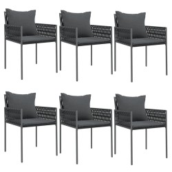 vidaXL Gartenstühle mit Kissen 6 Stk. Schwarz 54x61x83 cm Poly Rattan