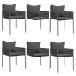 vidaXL Gartenstühle mit Kissen 6 Stk. Schwarz 54x61x83 cm Poly Rattan vidaXL Gartenstühle mit Kissen 6 Stk. Schwarz 54x61x83 cm Poly Rattan