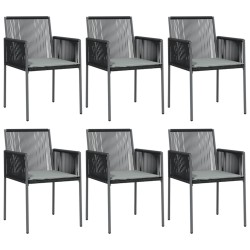 vidaXL Gartenstühle mit Kissen 6 Stk. Schwarz 54x60,5x83,5 cm