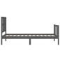 Massivholzbett mit Kopfteil Grau 100x200 cm Massivholzbett mit Kopfteil Grau 100x200 cm