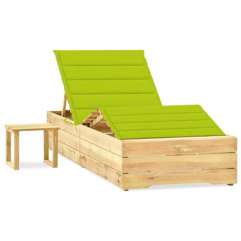 vidaXL Garten-Sonnenliege mit Tisch und Auflage Kiefer Imprägniert vidaXL Garten-Sonnenliege mit Tisch und Auflage Kiefer Imprägniert