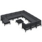 vidaXL 13-tlg. Garten-Lounge-Set mit Kissen Schwarz Kiefernholz vidaXL 13-tlg. Garten-Lounge-Set mit Kissen Schwarz Kiefernholz