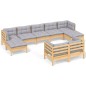 vidaXL 9-tlg. Garten-Lounge-Set mit Grauen Kissen Kiefer Massivholz vidaXL 9-tlg. Garten-Lounge-Set mit Grauen Kissen Kiefer Massivholz