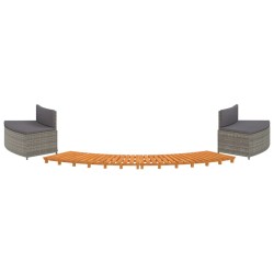 vidaXL Whirlpool-Umrandung Grau Poly-Rattan und Massivholz Akazie 