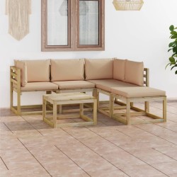 vidaXL 6-tlg. Garten-Lounge-Set mit Beige Kissen