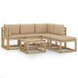 vidaXL 6-tlg. Garten-Lounge-Set mit Beige Kissen vidaXL 6-tlg. Garten-Lounge-Set mit Beige Kissen