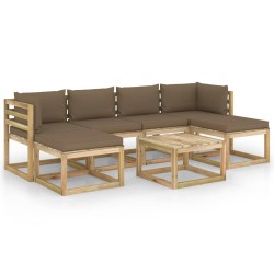 vidaXL 7-tlg. Garten-Lounge-Set mit Kissen Imprägniertes Kiefernholz