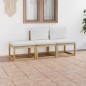 vidaXL 3-tlg. Garten-Lounge-Set mit Creme Kissen vidaXL 3-tlg. Garten-Lounge-Set mit Creme Kissen