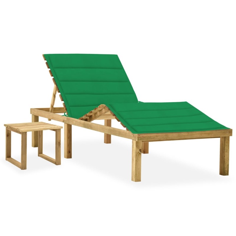 vidaXL Garten-Sonnenliege mit Tisch und Auflage Kiefer Imprägniert vidaXL Garten-Sonnenliege mit Tisch und Auflage Kiefer Imprägniert