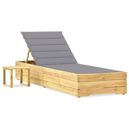 vidaXL Garten-Sonnenliege mit Tisch und Auflage Kiefer Imprägniert