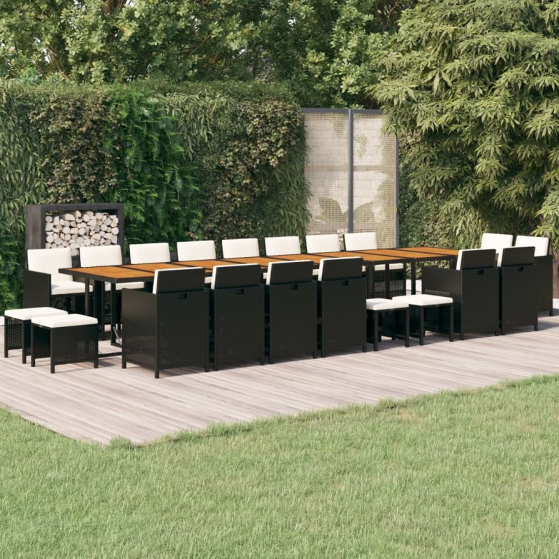 vidaXL 21-tlg. Garten-Essgruppe mit Kissen Schwarz Poly Rattan vidaXL 21-tlg. Garten-Essgruppe mit Kissen Schwarz Poly Rattan