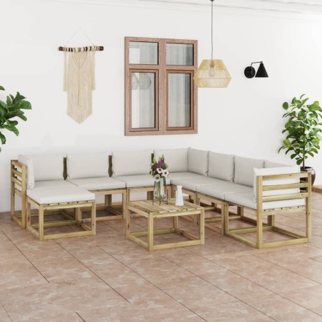 vidaXL 9-tlg. Garten-Lounge-Set mit Kissen Imprägniertes Kiefernholz