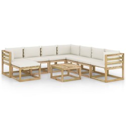 vidaXL 9-tlg. Garten-Lounge-Set mit Kissen Imprägniertes Kiefernholz