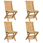 vidaXL Gartenstühle mit Blattmuster-Kissen 4 Stk. Massivholz Teak vidaXL Gartenstühle mit Blattmuster-Kissen 4 Stk. Massivholz Teak