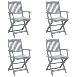 vidaXL Klappbare Gartenstühle 4 Stk. mit Kissen Massivholz Akazie