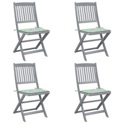vidaXL Klappbare Gartenstühle 4 Stk. mit Kissen Massivholz Akazie