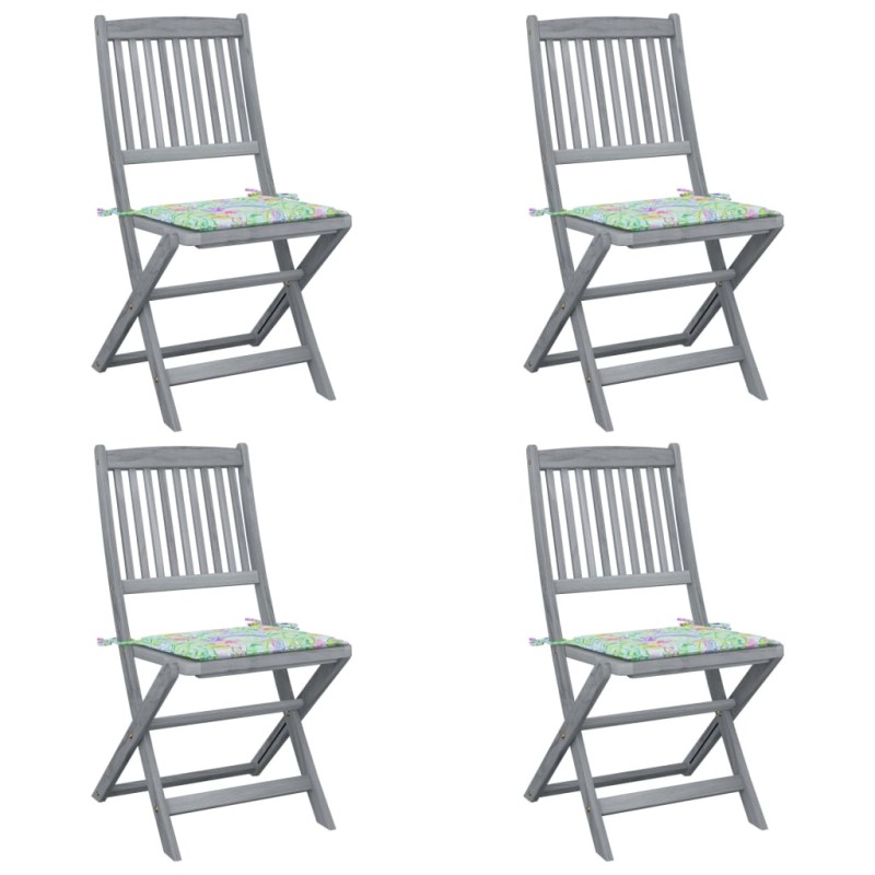 vidaXL Klappbare Gartenstühle 4 Stk. mit Kissen Massivholz Akazie vidaXL Klappbare Gartenstühle 4 Stk. mit Kissen Massivholz Akazie