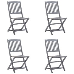 vidaXL Klappbare Gartenstühle 4 Stk. mit Kissen Massivholz Akazie