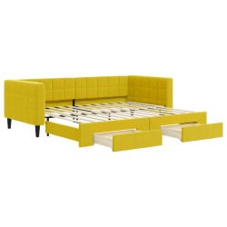 vidaXL Tagesbett Ausziehbar mit Schubladen Gelb 90x200 cm Samt