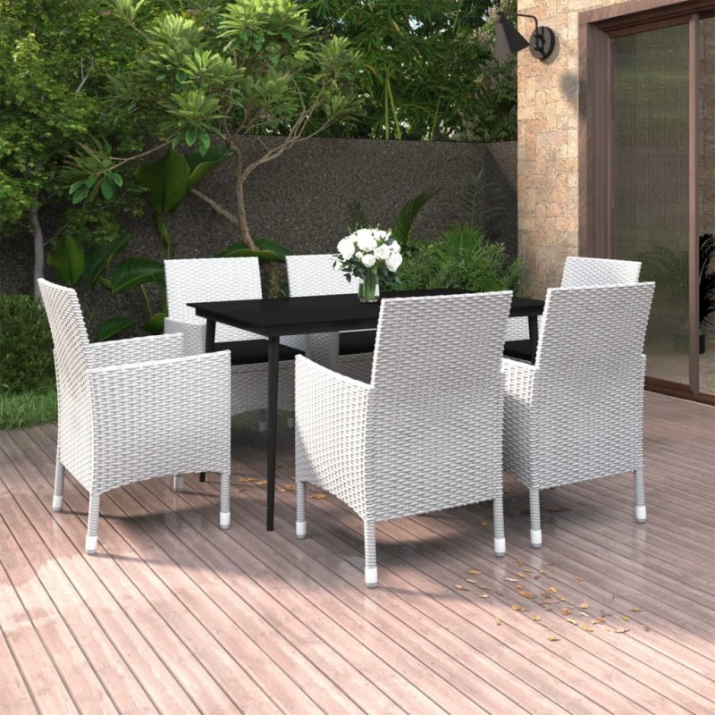 vidaXL 7-tlg. Garten-Essgruppe mit Kissen Poly Rattan und Glas vidaXL 7-tlg. Garten-Essgruppe mit Kissen Poly Rattan und Glas