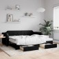 vidaXL Tagesbett Ausziehbar mit Schubladen Schwarz 90x200 cm Stoff vidaXL Tagesbett Ausziehbar mit Schubladen Schwarz 90x200 cm Stoff