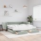 vidaXL Tagesbett Ausziehbar mit Schubladen Hellgrau 100x200 cm Samt vidaXL Tagesbett Ausziehbar mit Schubladen Hellgrau 100x200 cm Samt