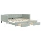 vidaXL Tagesbett Ausziehbar mit Schubladen Hellgrau 100x200 cm Samt vidaXL Tagesbett Ausziehbar mit Schubladen Hellgrau 100x200 cm Samt
